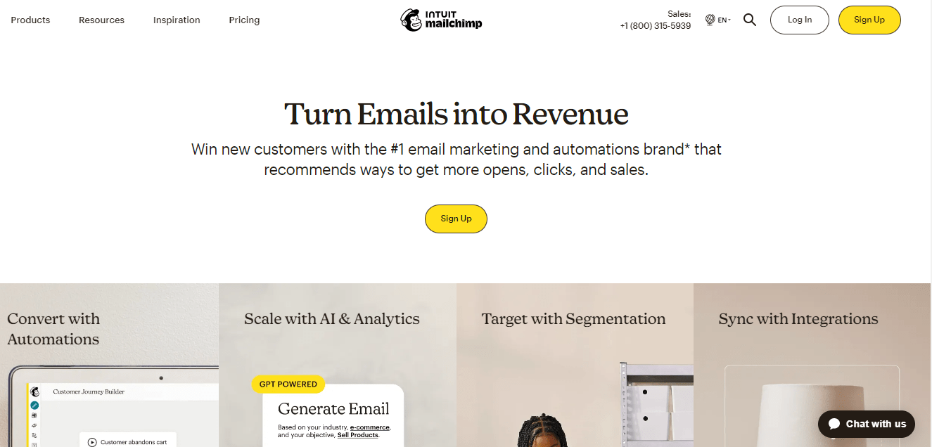 Mailchimp homepage