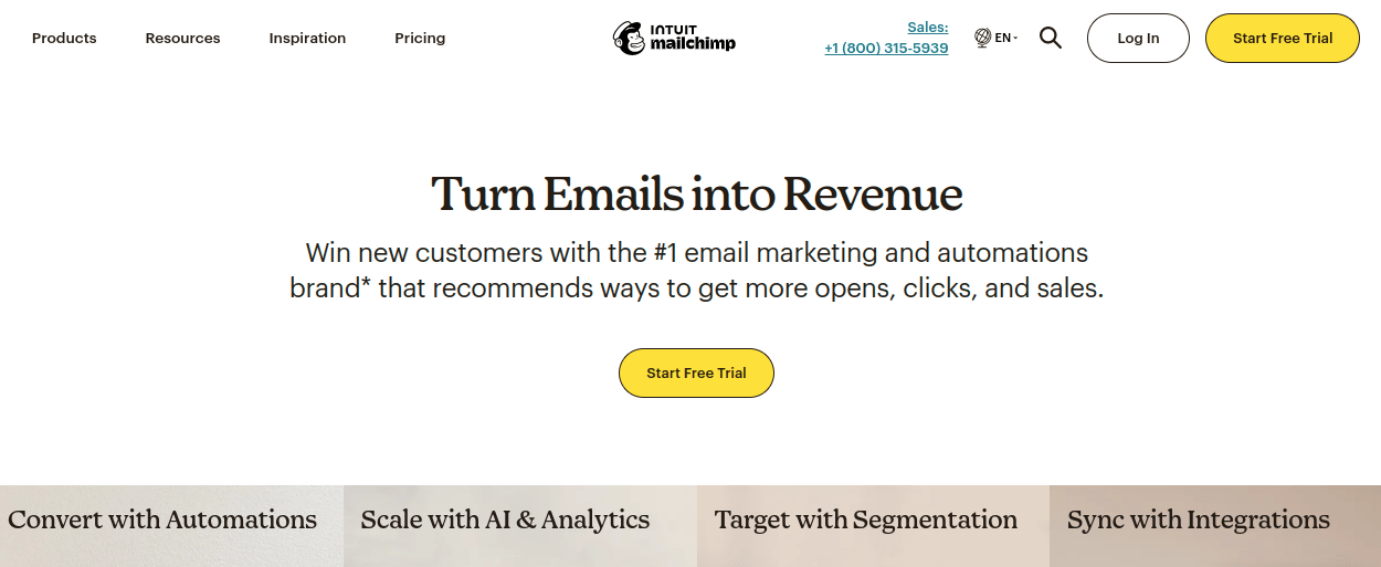 Mailchimp homepage