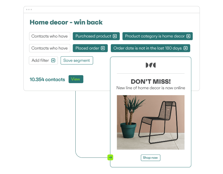 Segmentation example at Omnisend