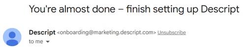 a great example of a personalized subject line