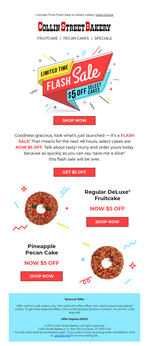 flash sale email example