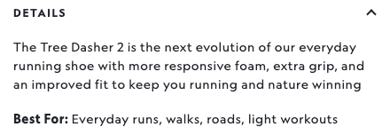 example of Allbirds creative caption