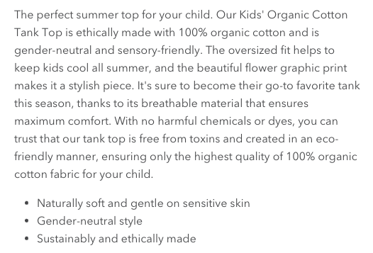 product description sample is from Crann Organic