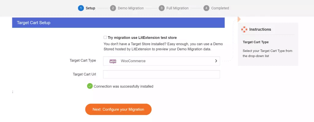 setting up WooCommerce Target Cart
