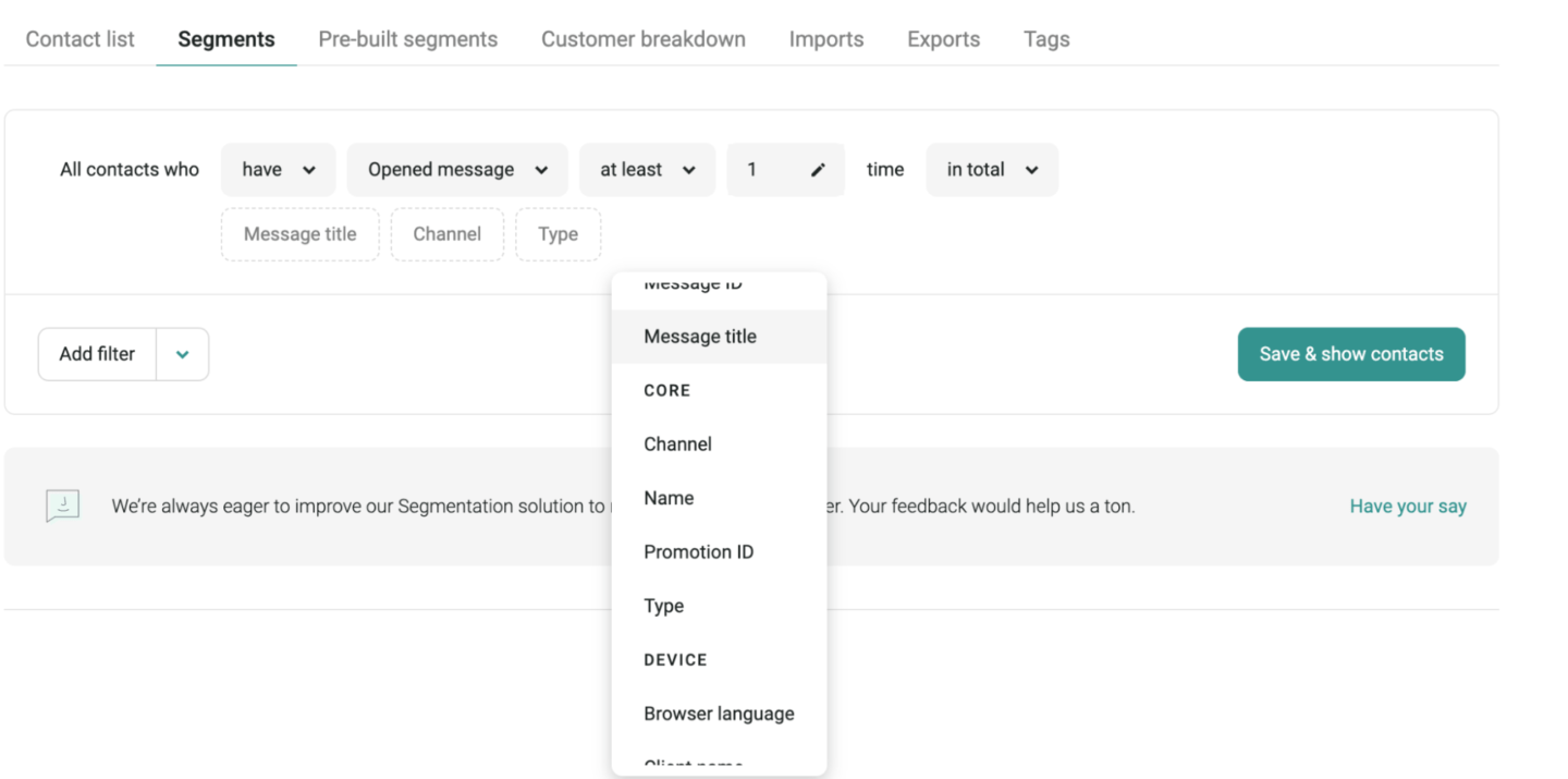 segmentation via Omnisend