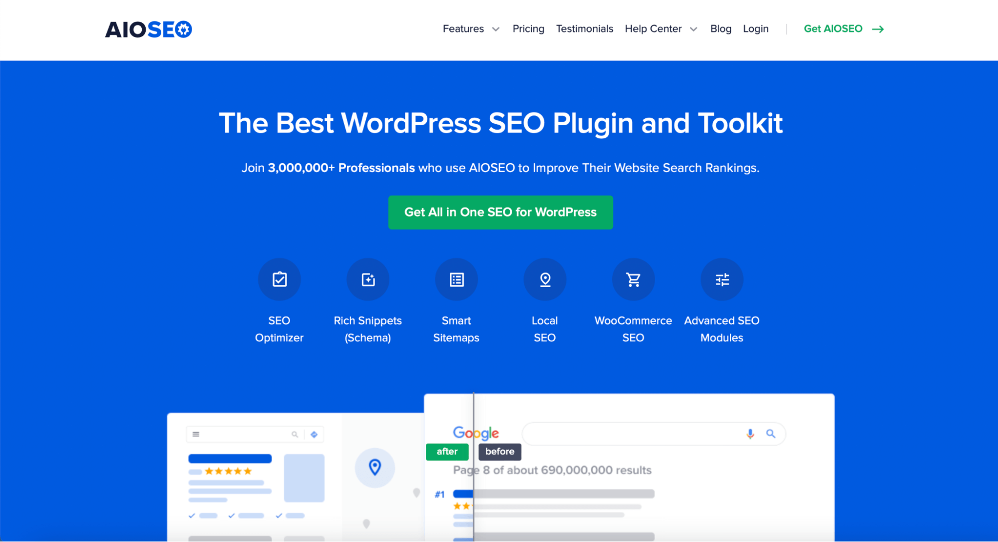 All in One SEO Pack homepage
