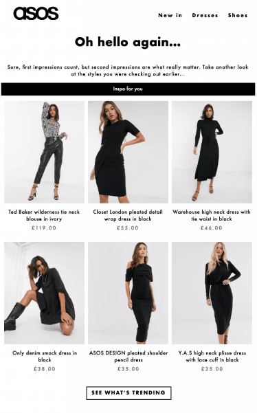 browse abandonment email by ASOS