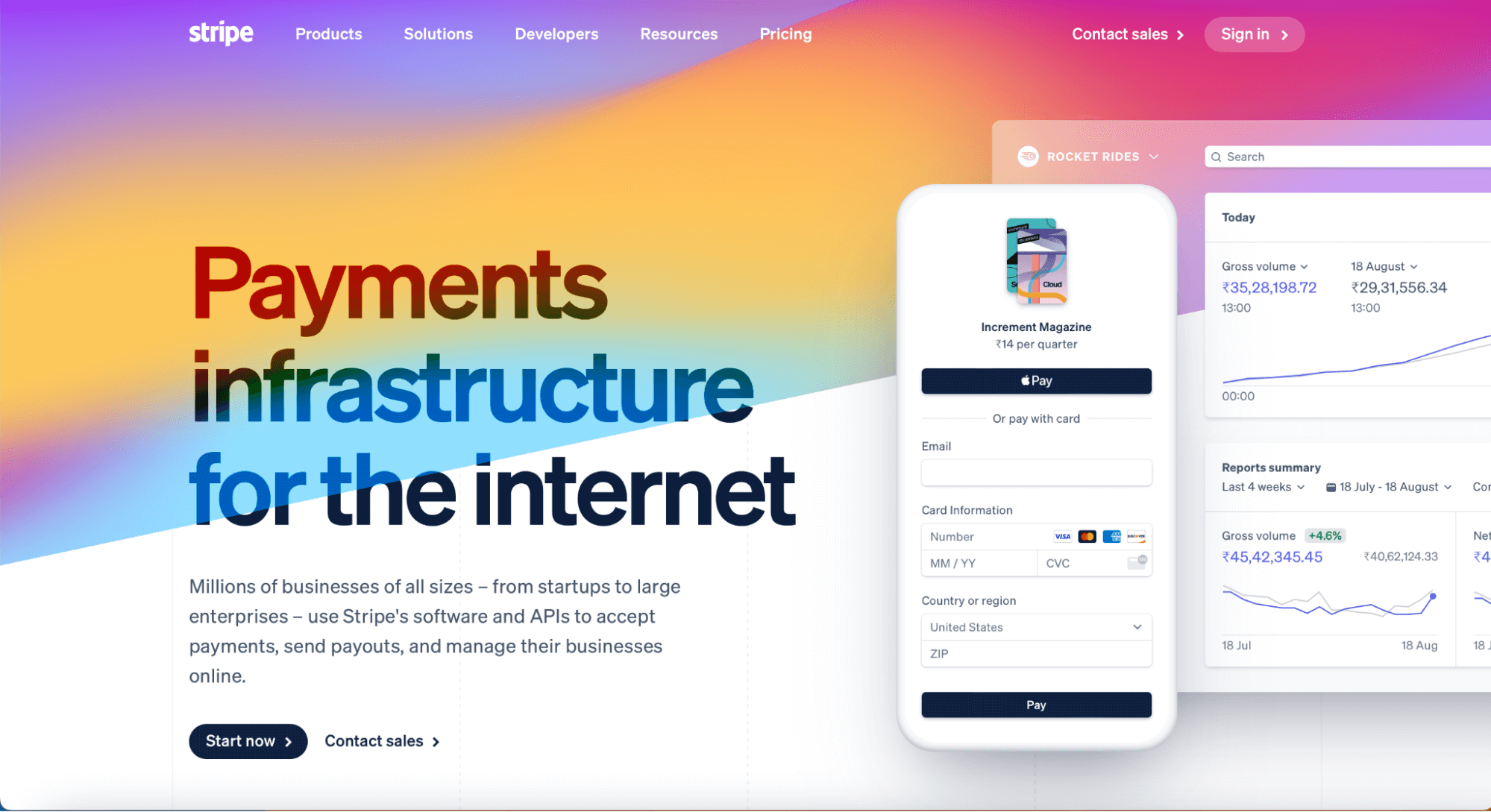 Stripe homepage