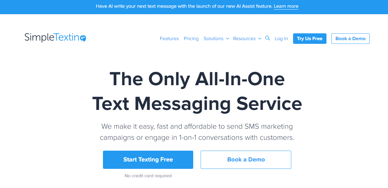 SimpleTexting homepage