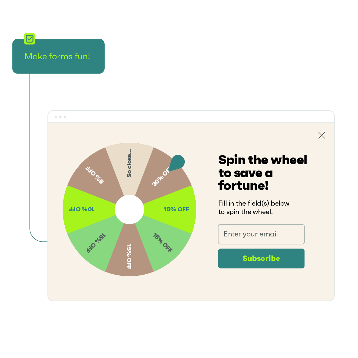 spin the wheel via Omnisend
