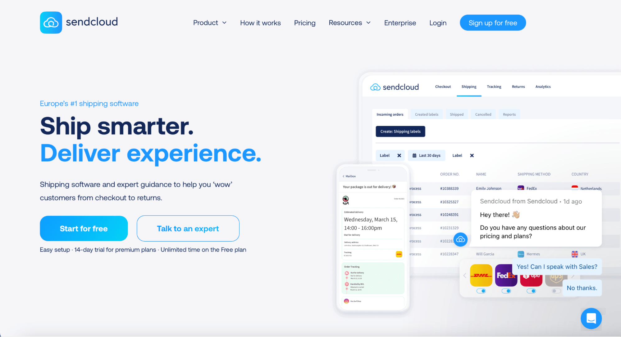 Sendcloud homepage