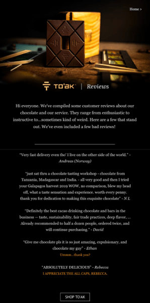 email with customer review