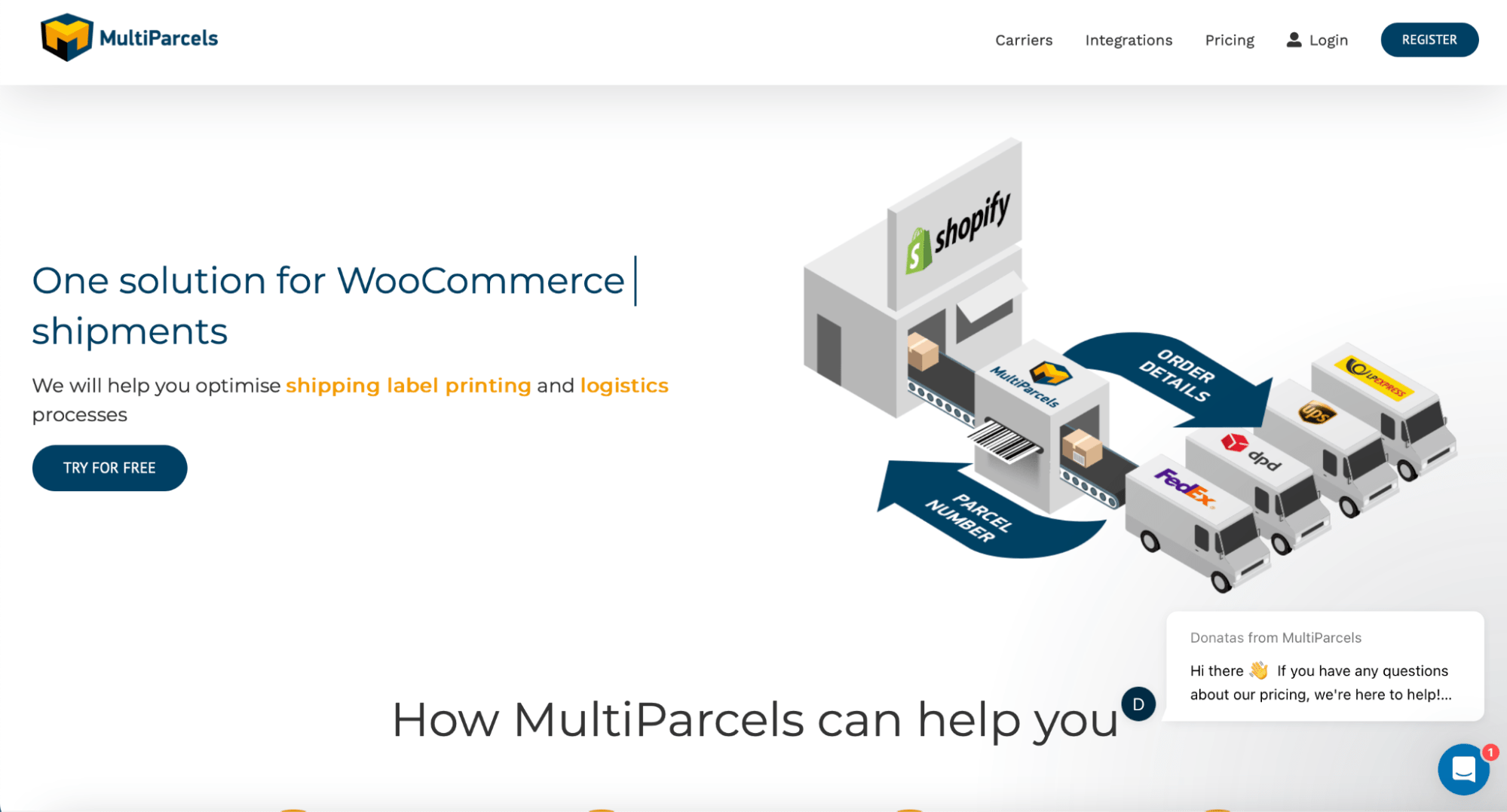 MultiParcels homepage