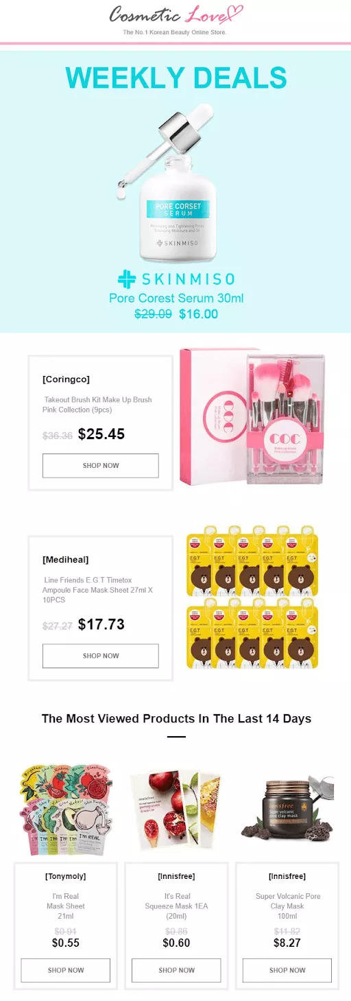 weekly deals email newsletter