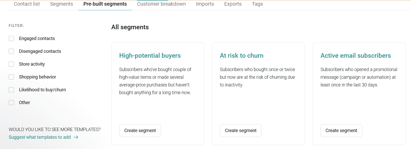 Segmentation in Omnisend