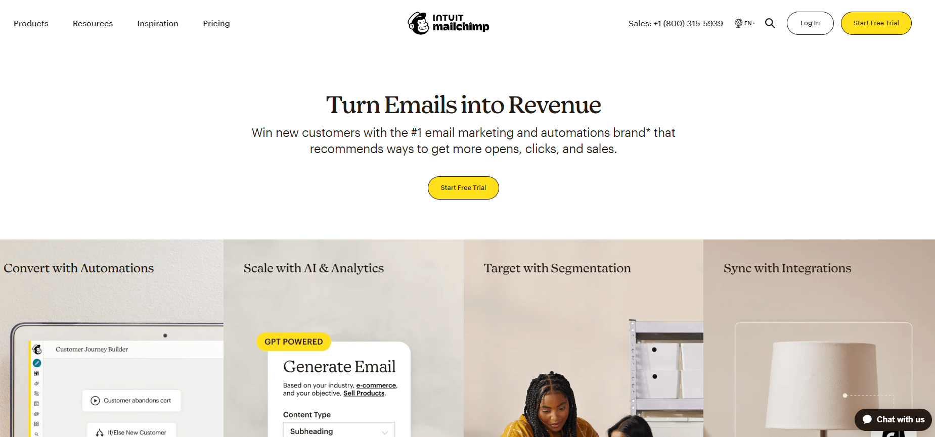 Mailchimp homepage