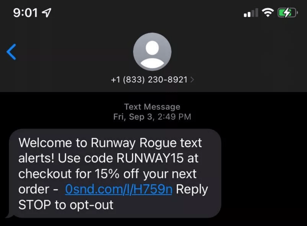 an example of welcome text message