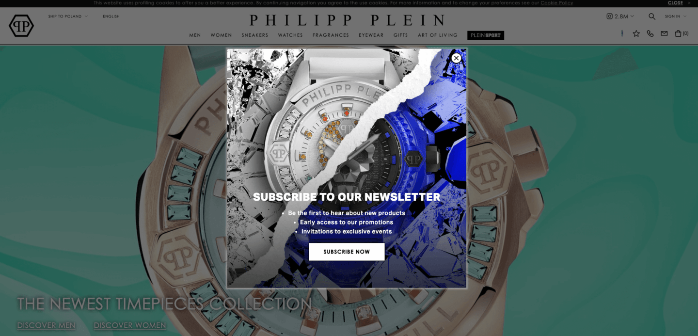multi step sign up form example from philipp plein