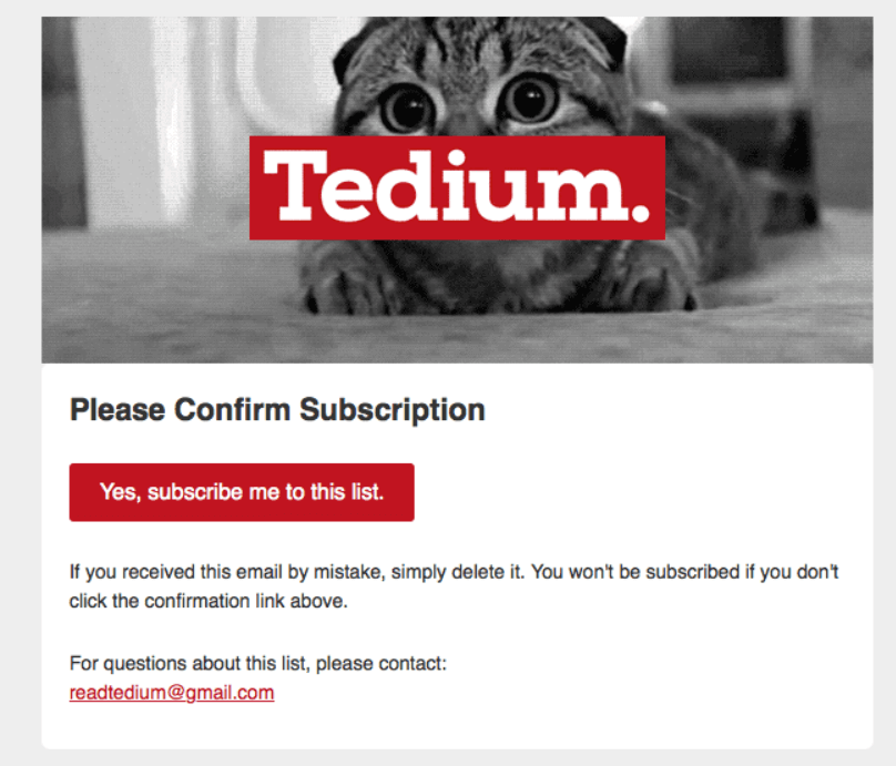 double opt-in email to confirm the subscription