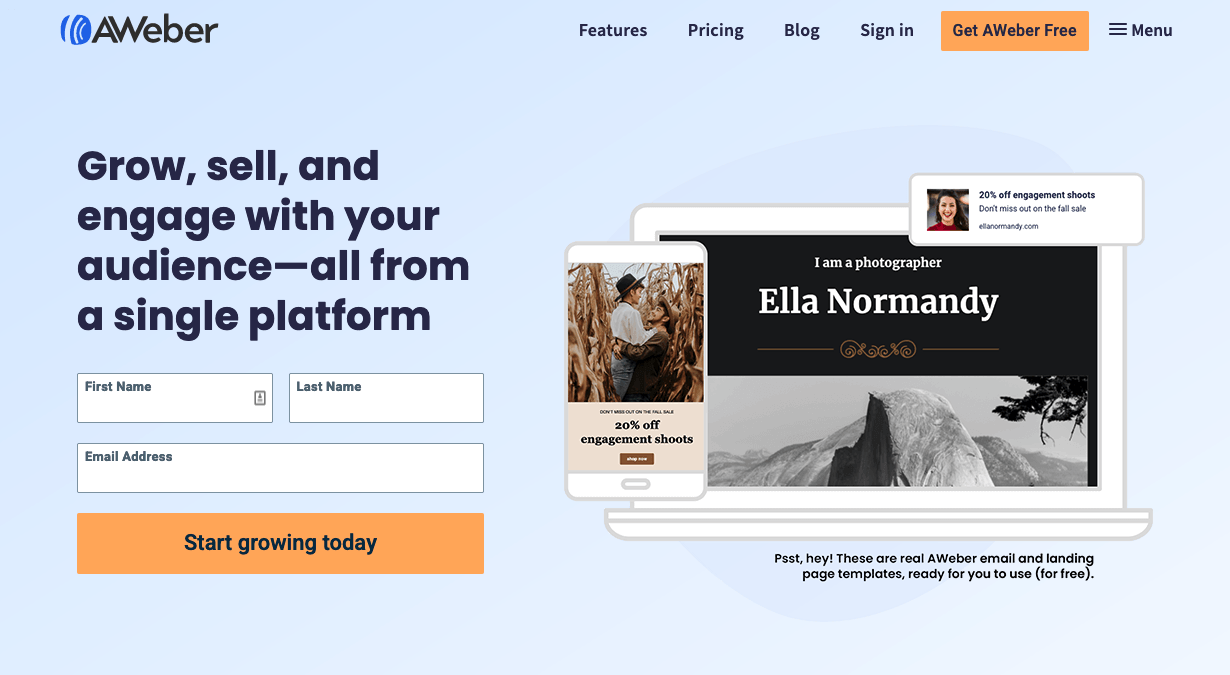 AWeber homepage