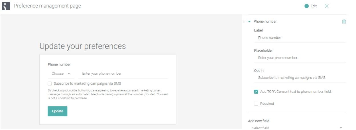 preference management page