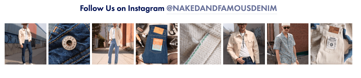 follow us on Instagram example by Naked and Famous