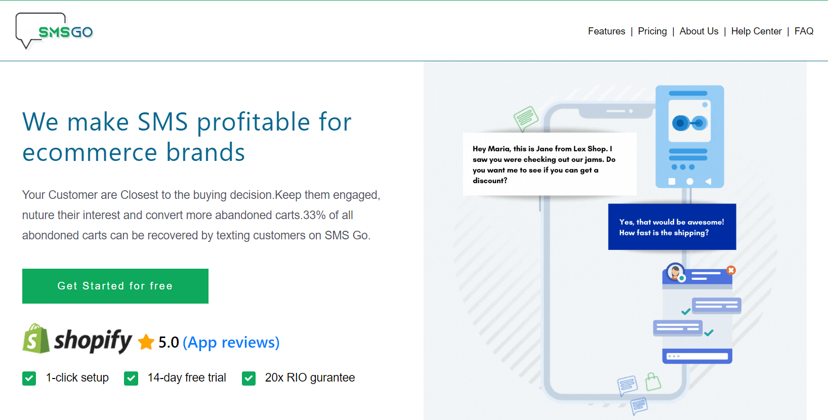 SMSGo on Shopify app market