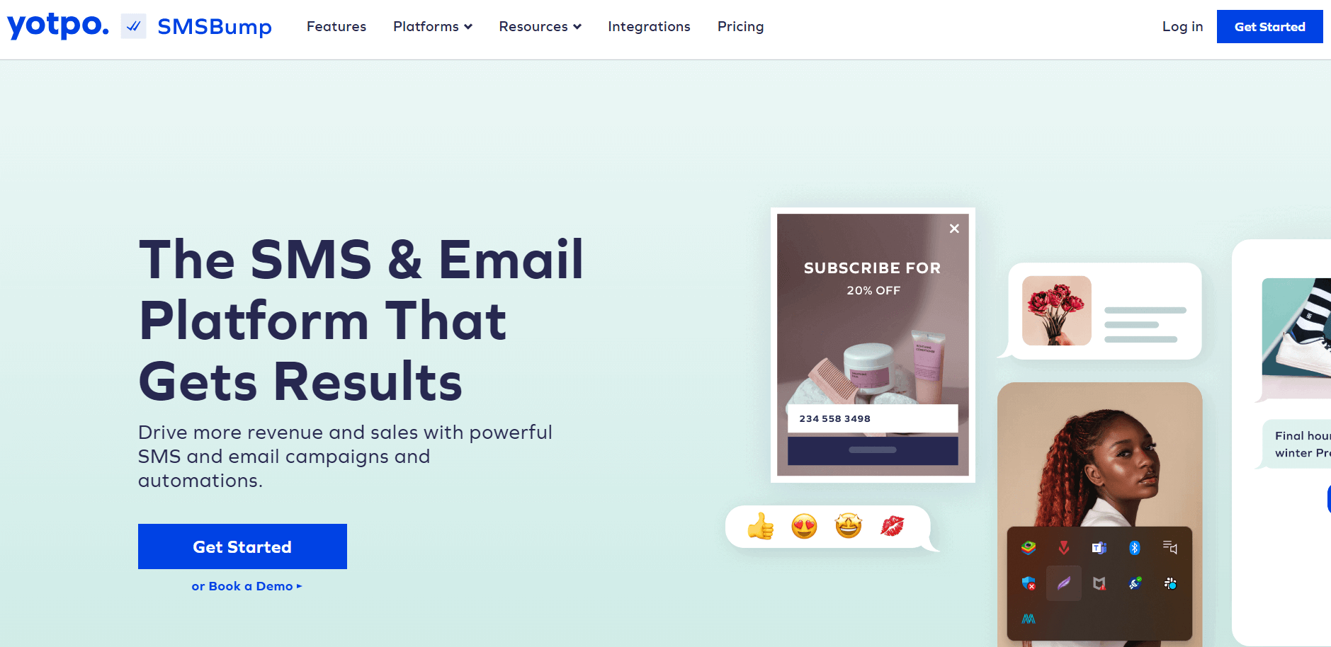 SMSBump homepage