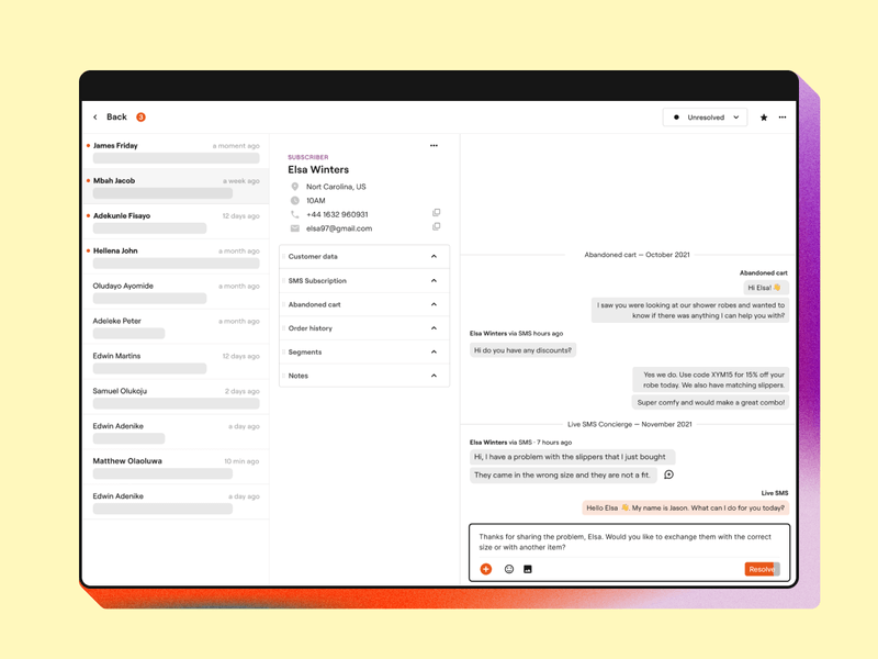 messaging interface