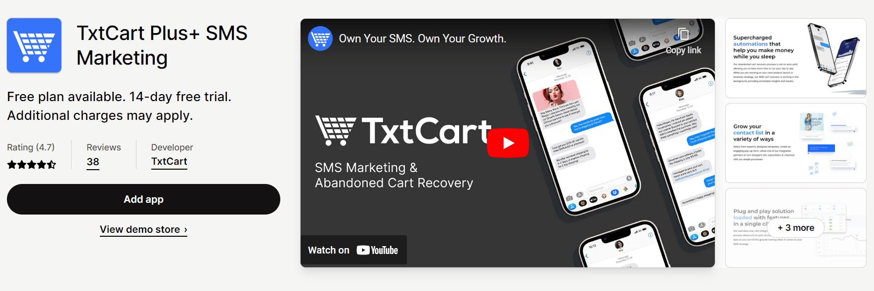 TxtCart on Shopify app store
