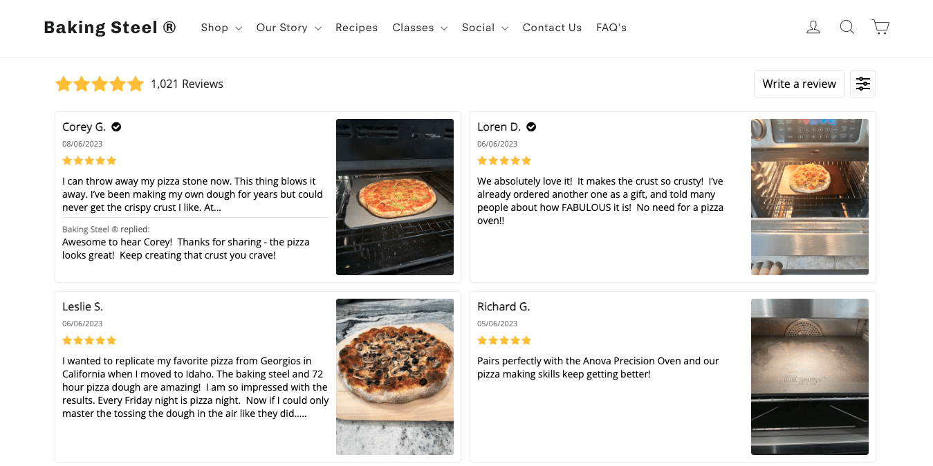Baking Steel website reviews