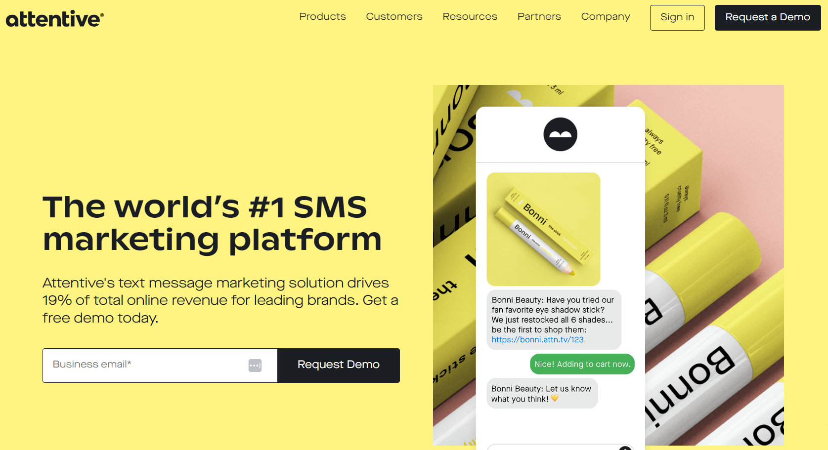 Attentive homepage