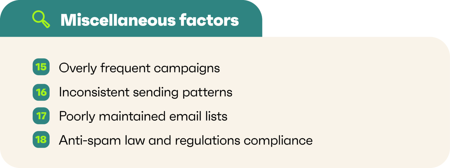 Miscellaneous factors why emails go to spam