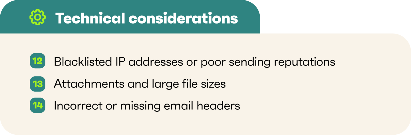 Technical considerations why emails go to spam
