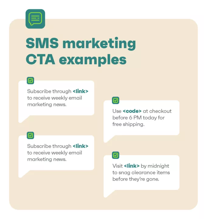 Exemplos de CTA de marketing por SMS