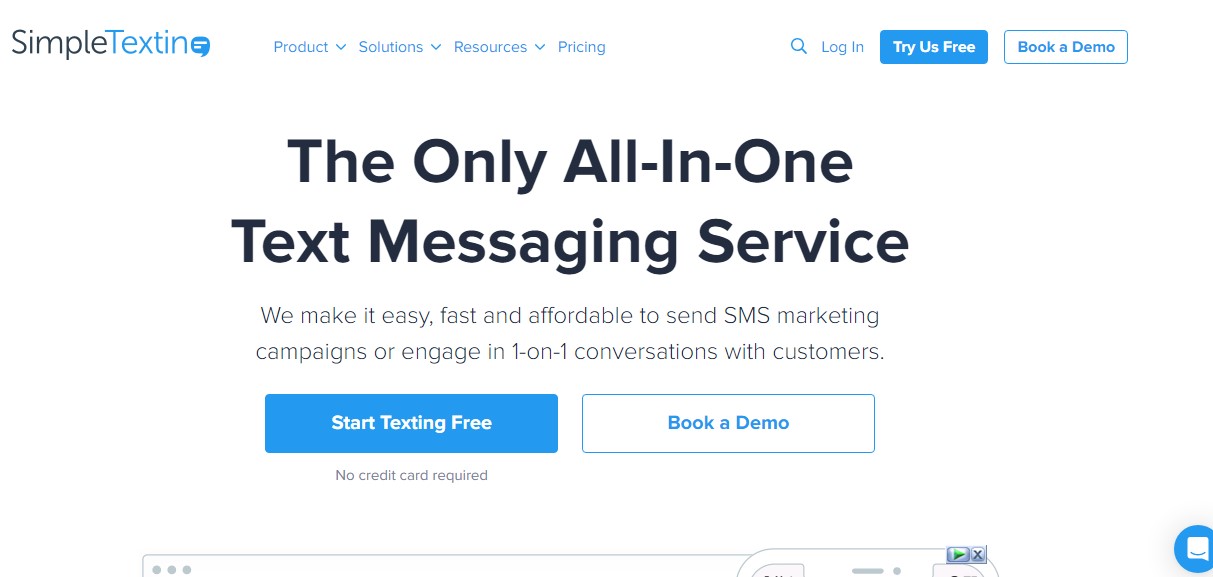 SimpleTexting homepage