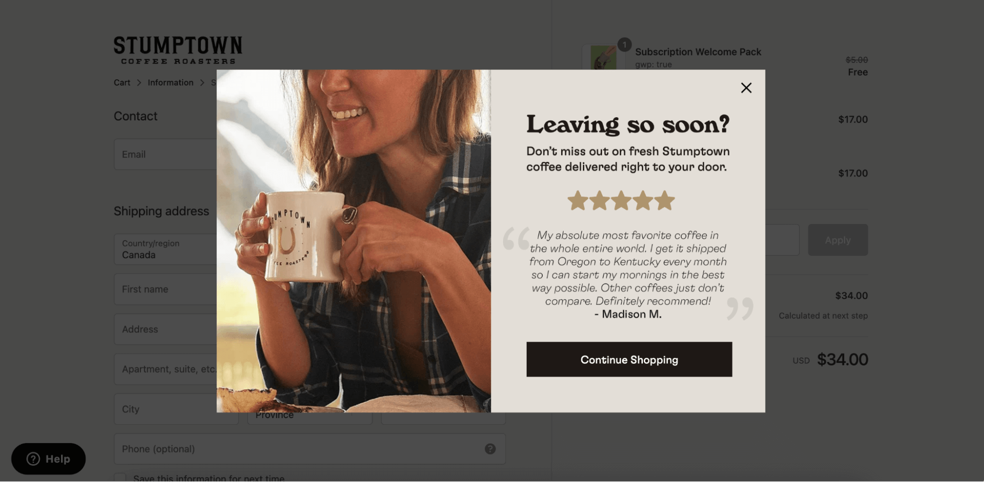 customer review popup