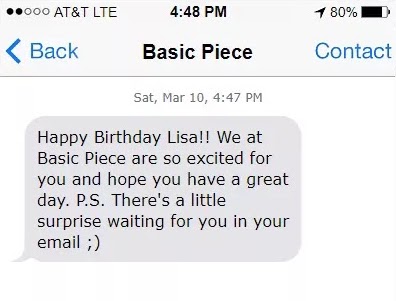 personalized text message by Basic Piece