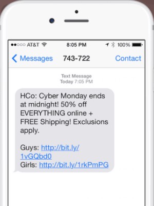 free shipping promo SMS