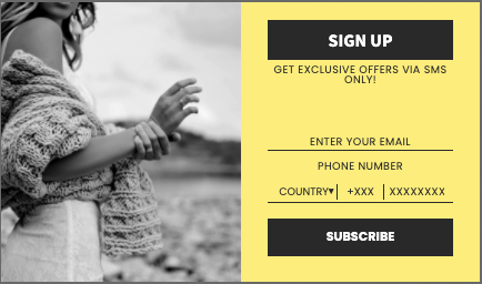 signup form that encourages SMS subscriptions 
