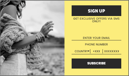 signup form that encourages SMS subscriptions