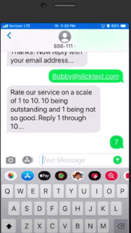an example of a business collecting feedback with short code