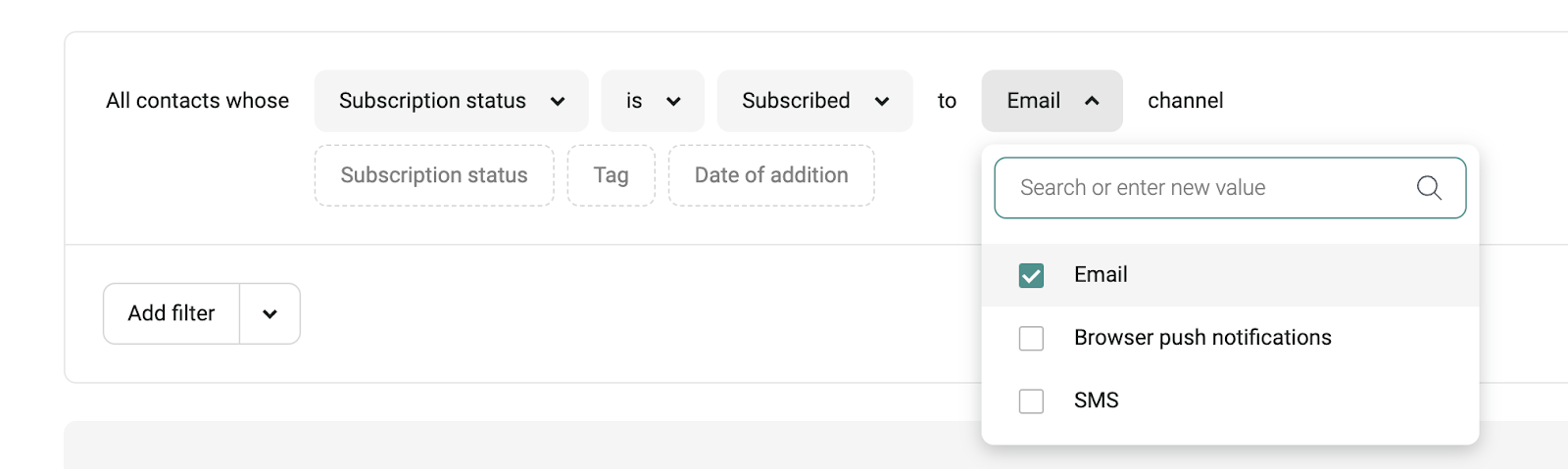 channel subscription status segment