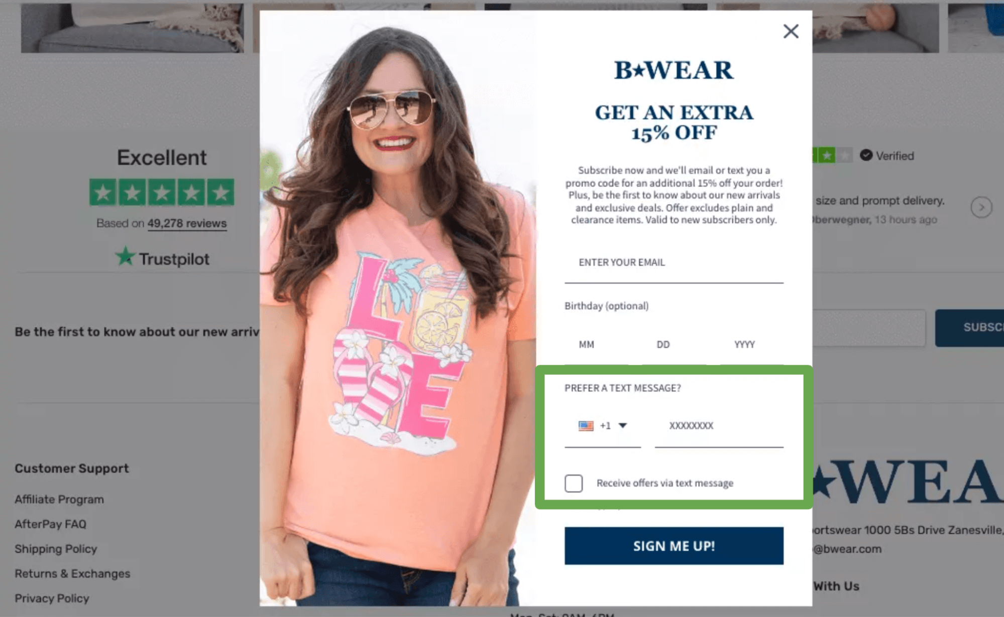 popup form by B Wear