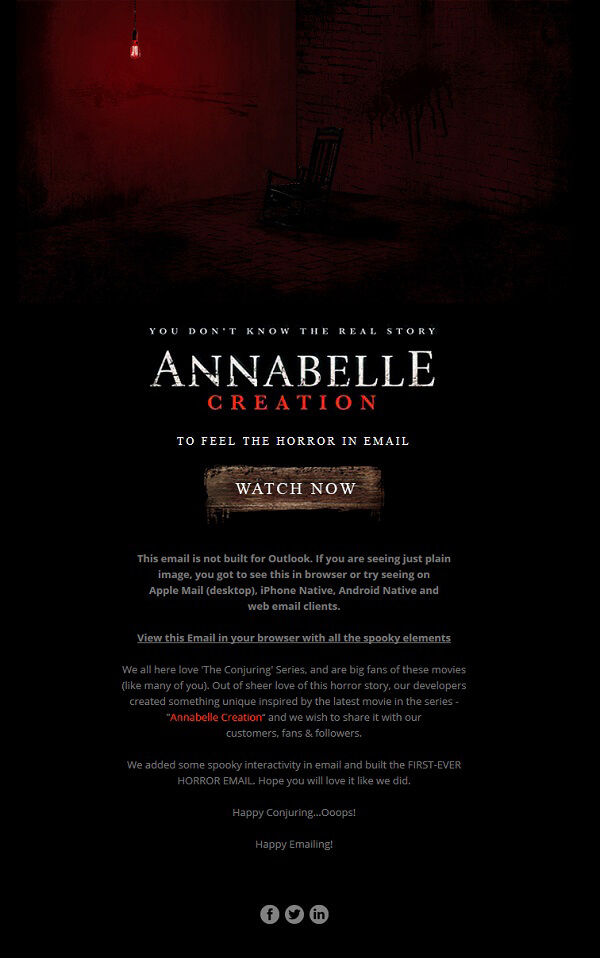Horror movie email