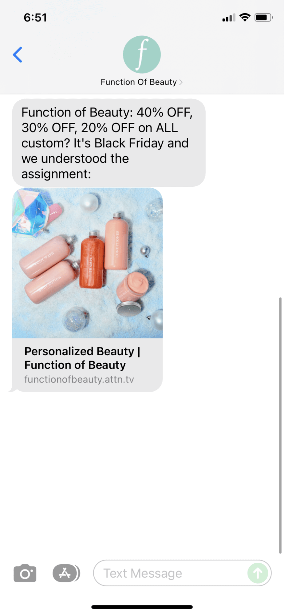 Fun SMS marketing by Function of Beauty