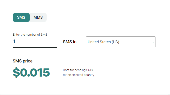 Omnisend's SMS pricing calculator
