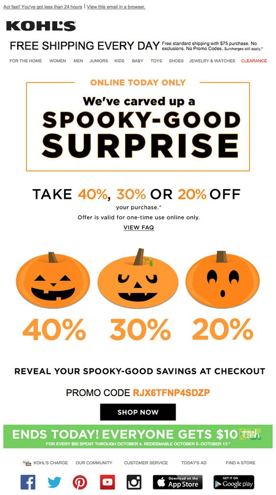 Post-Halloween clearance sale email