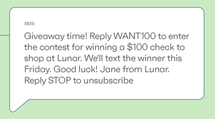 example of concise CTA in SMS
