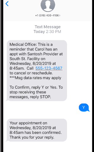 appointment reminder SMS